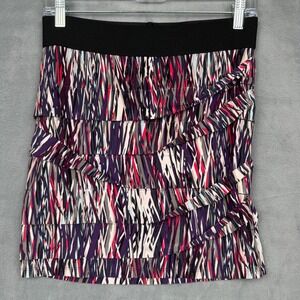 BCBGENERATION Tiered Ruffle Abstract‎ Print Mini Skirt Womens Size S